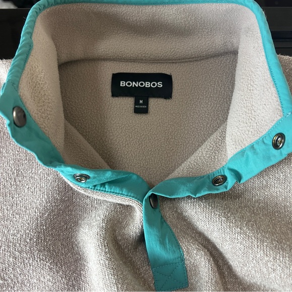 Bonobos Mens Heather Oat Sweater Fleece 1/4 Snap in a size medium. - Picture 6 of 9